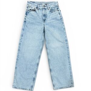 American Eagle Curvy Super High Waisted Baggy Straight Jeans 2 Short Light Wash